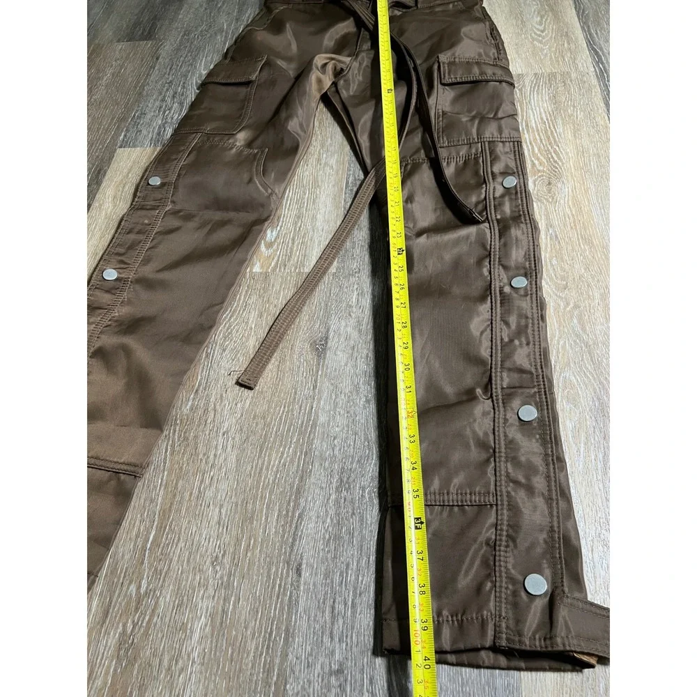 mnml Snap Cargo Pants Womens 28 Brown Excellent Nylon‎ Drawstring Side Button
